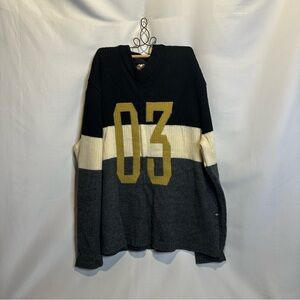 Harley-Davidson Black, Cream, and Gray V-Neck Sweater